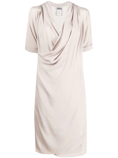 Kristensen Du Nord Draped Midi Dress In Neutrals