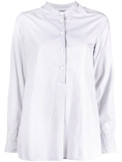 Kristensen Du Nord Striped Long-sleeve Shirt In Grey
