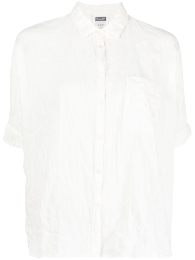 Kristensen Du Nord Silk Short Sleeve Shirt In Neutrals