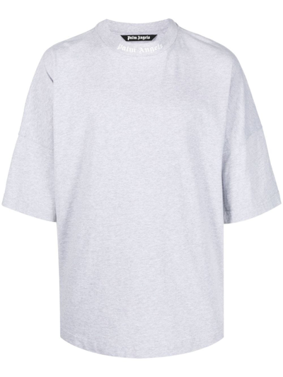 Palm Angels Grey Core Classic Logo Print Cotton T-shirt