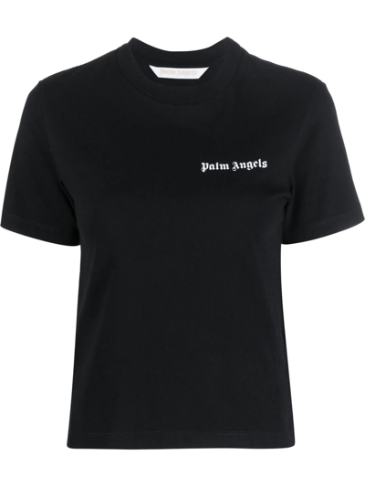 Palm Angels Classic Logo Cotton Jersey T-shirt In Black White