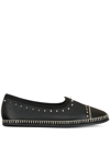 Giuseppe Zanotti Veronica Spiked Velvet Loafer Flats In Black