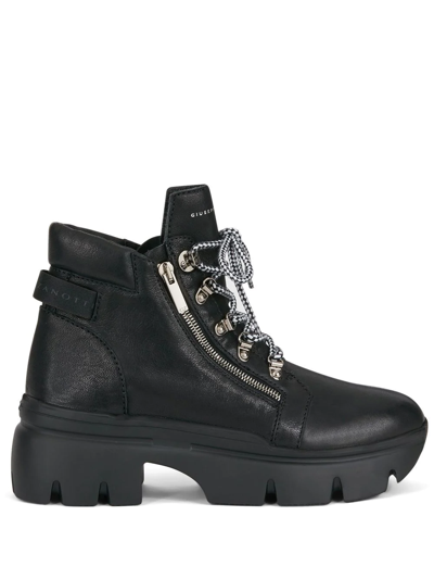 Giuseppe Zanotti Apocalypse Lug-sole Leather Combat Boots In Black