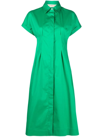 Blanca Vita Artemisia Cotton Blend Shirt Dress In Green