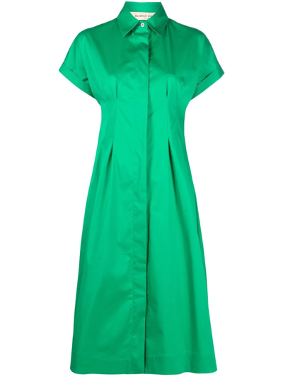 Blanca Vita Artemisia Cotton Blend Shirt Dress In Malachite