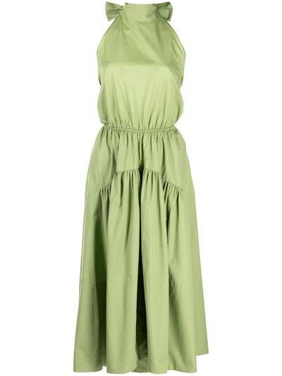 Vince Draped-neck Midi Halter Dress In Pistachio