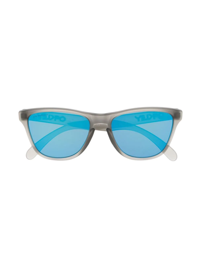 Oakley Kids' Logo-print Blue-tinted Sunglasses In Grey