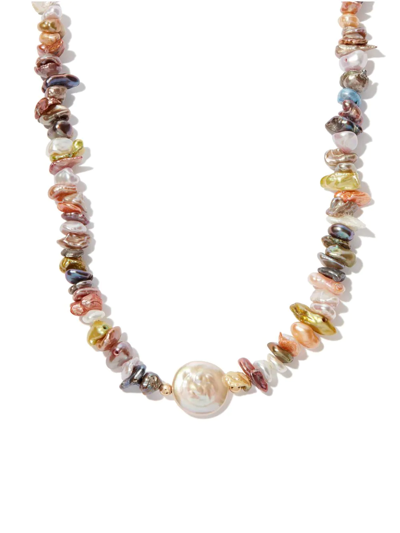 A Sinner In Pearls Neutral Rainbow Keshi Pearl Necklace In Neutrals