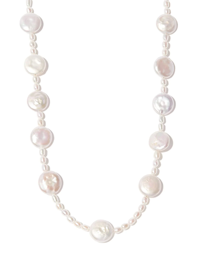 A Sinner In Pearls White Flat Pearl Beaded Necklace
