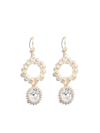 A SINNER IN PEARLS PEARL LOOP CRYSTAL DROP EARRINGS