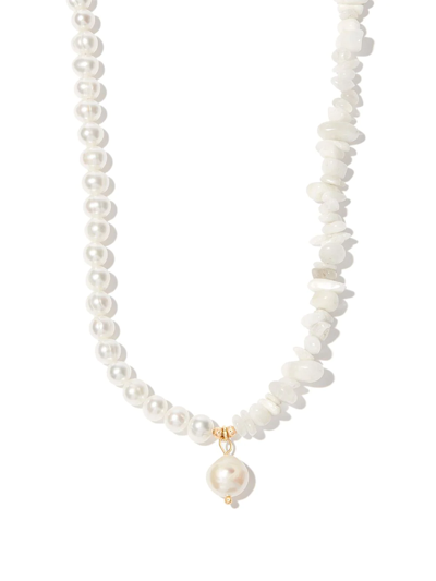 A Sinner In Pearls Pearl Half Beaded Charm Necklace In White