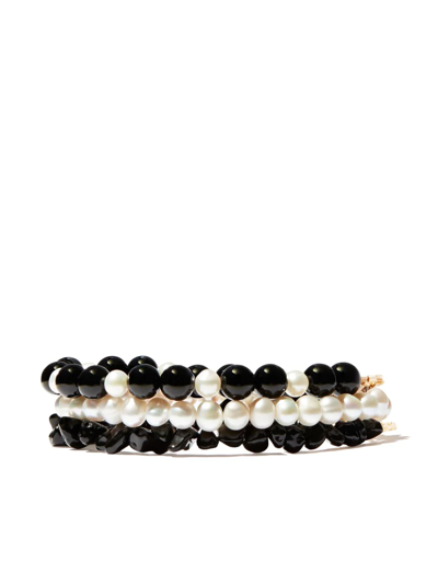 A Sinner In Pearls Pearl Beaded Bracelet Pack In Black