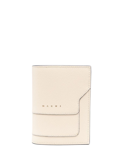 Marni Leather Bi-fold Wallet In Neutrals