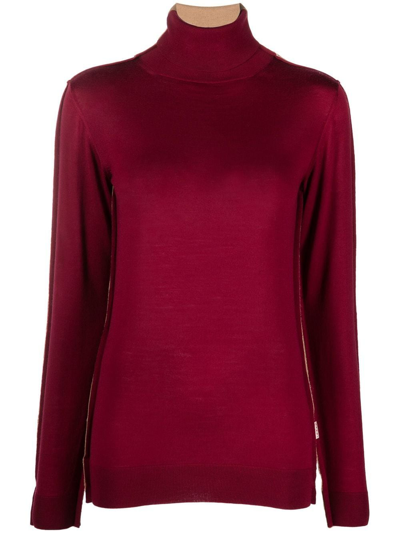 Marni Colorblock Wool Turtleneck Sweater In Rubyred