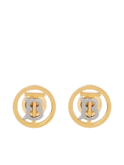 Burberry Monogram Motif Earrings In Gold