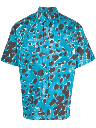 Marni Spot-print Short-sleeve Shirt In Blue