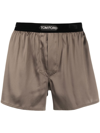 Tom Ford Logo-waistband Satin-finish Boxers In Green