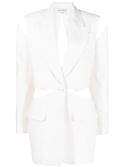 Alexander Mcqueen Tailored Cut-out Blazer In White