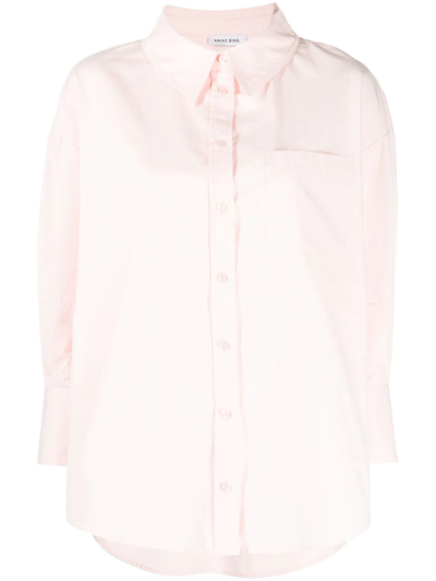 Anine Bing Mika Oversized Cotton-poplin Shirt In Pink