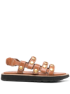 Zimmermann Embellished Leather Sandals In Brown