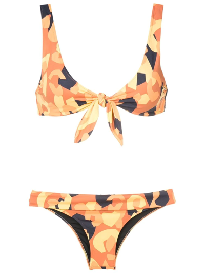 Brigitte Ray Abstract Print Bikini In Orange