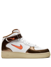 Nike Air Force 1 Metallic Mid Basketball Sneaker In White/total Orange-ale Brown-beach