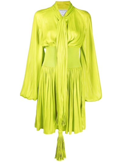 Bottega Veneta Tassel Detail Flared Dress In Green