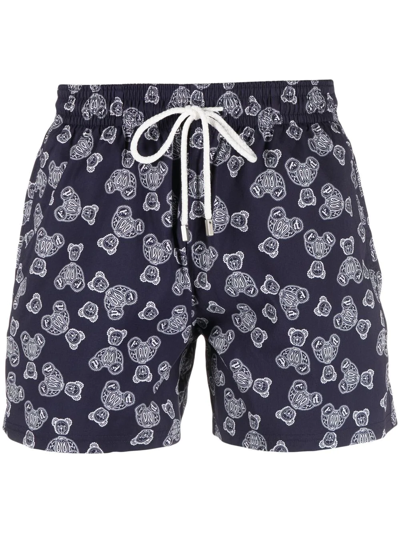 Palm Angels X Vilebrequin Paisley Bear Print Swim Shorts In Multi-colored