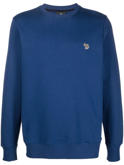Ps By Paul Smith Ps Paul Smith Logo Patch Crewneck Sweatshirt In Blue