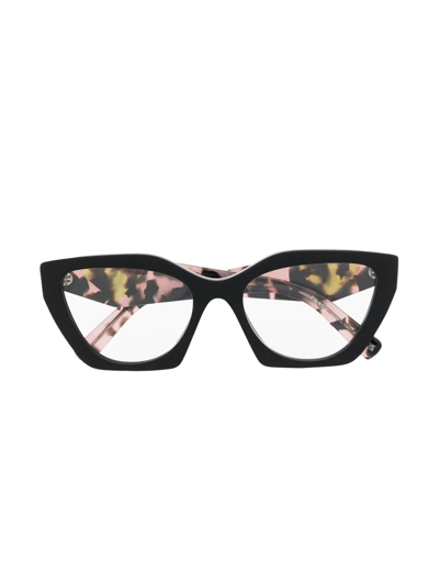 Prada Cat-eye Tortoiseshell-effect Glasses In Black
