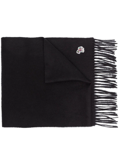 Ps By Paul Smith Signature-zebra Fringed Scarf In Black