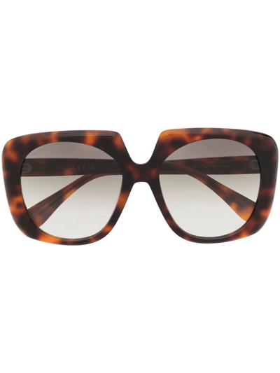 Max Mara Square-frame Sunglasses In Shiny Tokyo Tortiose / Brown
