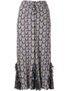 ANNA SUI RUCHED FLORAL-PRINT MIDI SKIRT