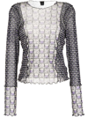 ANNA SUI PATCHWORK SEMI-SHEER TOP