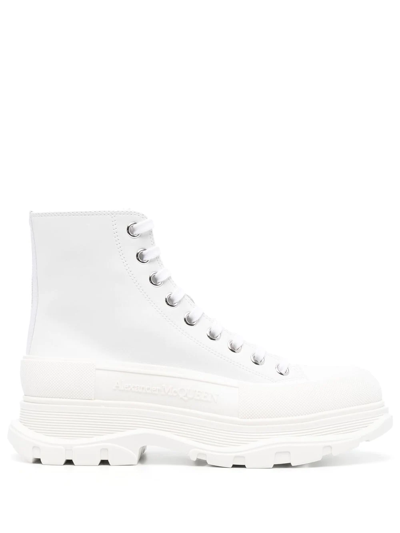 Alexander Mcqueen White Fabric Ankle Boots