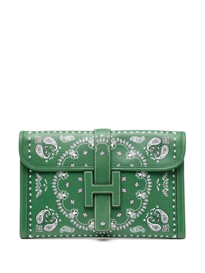 Pre-owned Hermes  Jige Pm Clutch Bag In Green