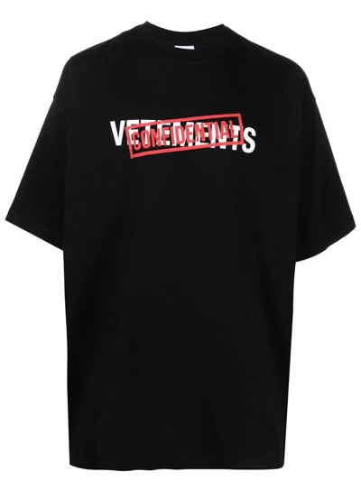 Vetements Confidential Logo Oversized T-shirt In Black