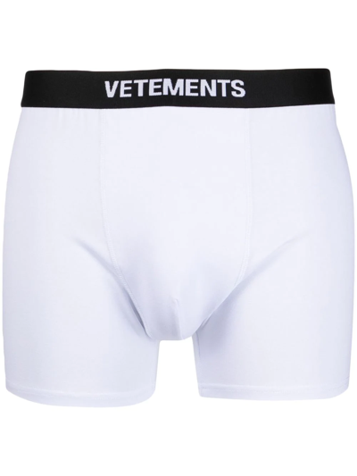 Vetements Logo-waist Boxer Pants In Bianco