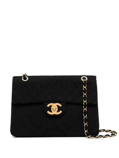 Pre-owned Chanel 1991-1994 Jumbo Classic Flap Shoulder Bag In Black