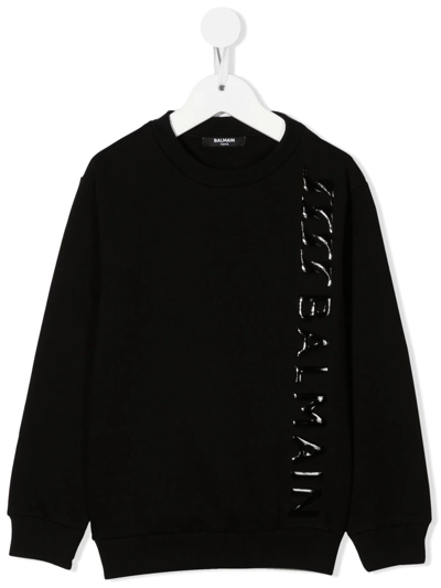 Balmain Kids' Logo-print Cotton Sweatshirt In Black