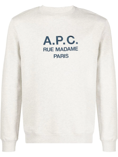 Apc Logo-print Sweatshirt In Neutrals
