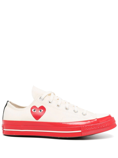 Comme Des Garçons Play Comme Des Gar Ons Play Mens Beige Cotton Trainers In White