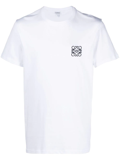 Loewe Slim-fit Logo-embroidered Cotton-jersey T-shirt In White