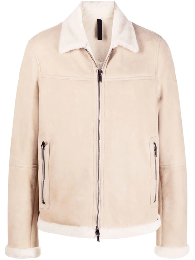 Tagliatore Sheepskin Zipped Jacket In 中性色