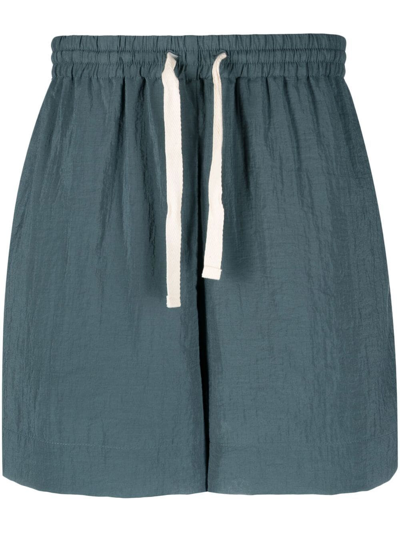Le 17 Septembre Crinkled-effect Drawstring Shorts In Blue