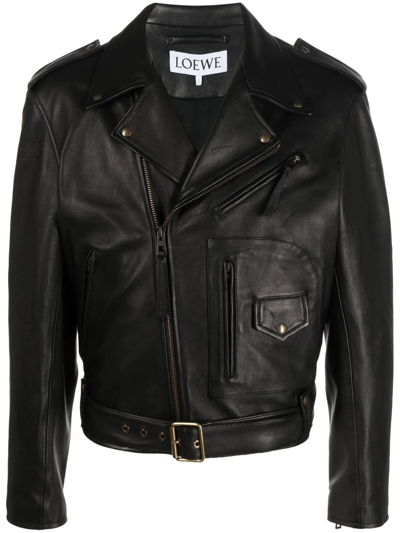 Loewe Biker Jacket In Black Leather