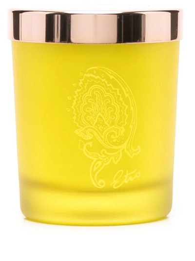Etro Home Engraved-logo Glass Candle In Gelb