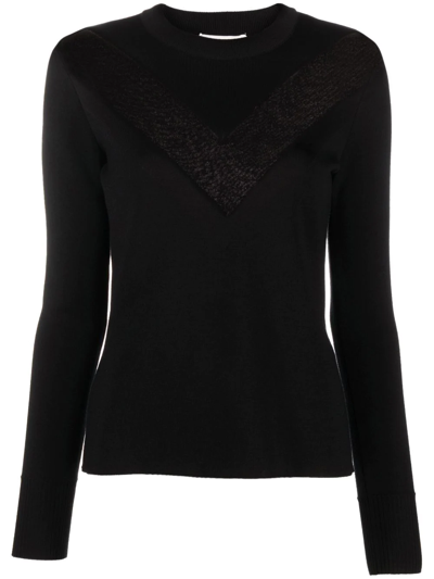 Alexander Mcqueen Sheer-chevron Wool-blend Sweater In Black