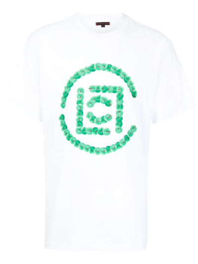 Clot Button-logo Short-sleeve T-shirt In White