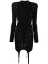 Balmain Eyelet-detail Lace-up Dress In Black